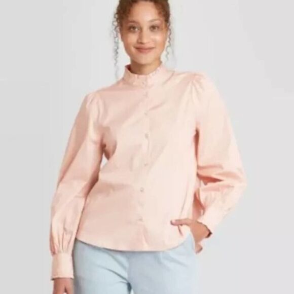 💞3 for $20💞 A New Day Button Down Ruffle Collar Blouse Size L - Picture 6 of 7